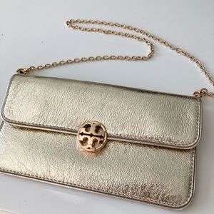 Tory Burch Metallic Gold Clutch Shoulder Bag 💫